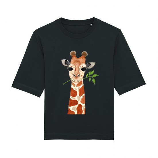 Tricou Dama Art Print Safari Giraffe - Relaxed Fit 